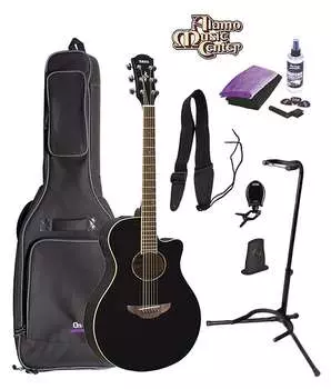 Yamaha APX600BL Thinline Cutaway Акустическая/Электрогитара, черный комплект с сумкой для переноски Yamaha APX600BL Thinline Cutaway /Electric Guitar, Bundle w/ Gig Bag