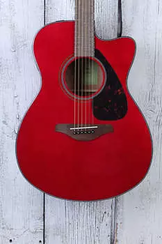 Yamaha FSX800C Концертная акустическая электрогитара в разрезе Массив ели Рубиново-красный