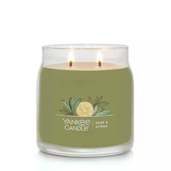 Yankee Candle Sage & Citrus, 13 унций. Фирменная средняя банка для свечей