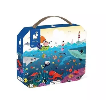 Янод, пазл, в чемодане Подводный мир, 100 шт. Janod