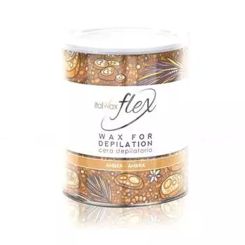 Янтарь), высокопластичный, прозрачный воск для депиляции в банке 800 мл для депиляции больших участков волос ItalWax Flex Amber (