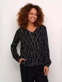 Янтарная абстрактная блузка KAFFE, цвет Black/Grey