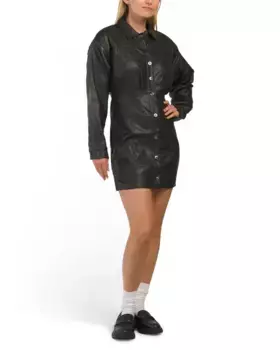 Янтарное мини-платье из искусственной кожи Free People, черный