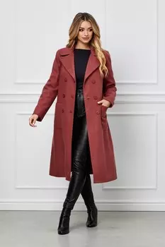 Янтарное пальто из шерсти с пришитыми карманами Barocca, красный