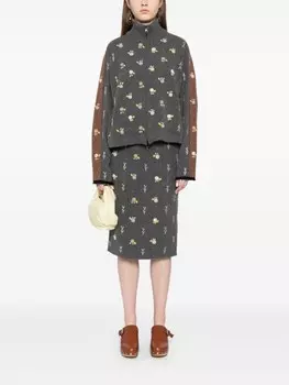 YANYAN KNITS вышитый кардиган, серый