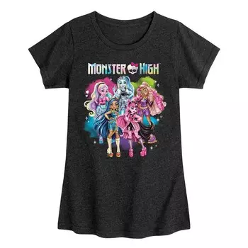 Яркая футболка для групп Monster High для девочек 7–16 лет Licensed Character, цвет Heather Black