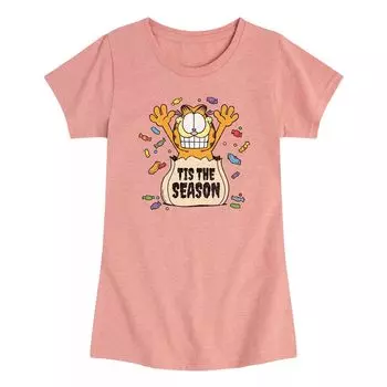 Яркая футболка Garfield 'Tis The Season для девочек 7–16 лет Licensed Character
