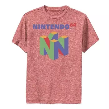 Яркая футболка с логотипом Nintendo 64 для мальчиков 8–20 лет Licensed Character, цвет Red Heather