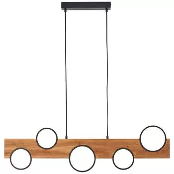 Яркая лампа Cheesy LED подвесной светильник 100см матовый черный/дерево металл/стекло коричневый 34 Вт встроенный светодиод BRILLIANT