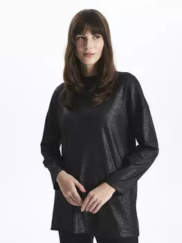 Яркая женская туника с круглым вырезом и длинными рукавами LCW Modest