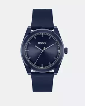 Яркие 1530352 Темно-синие кожаные мужские часы Hugo