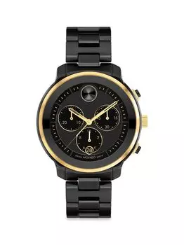 Яркие часы Verso Goldtone из нержавеющей стали и керамики Movado, черный