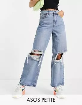 Яркие джинсы с высокой посадкой и разрезами ASOS DESIGN Petite