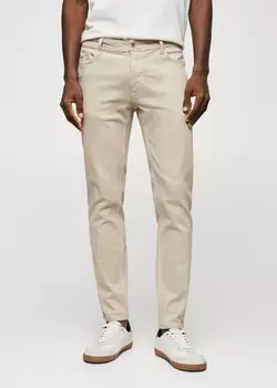 Яркие джинсы скинни MANGO, бежевый