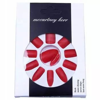 Яркие красные матовые кончики ногтей 07, Lalu