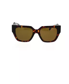 Яркие квадратные солнцезащитные очки с вязаными дужками Versace, коричневый