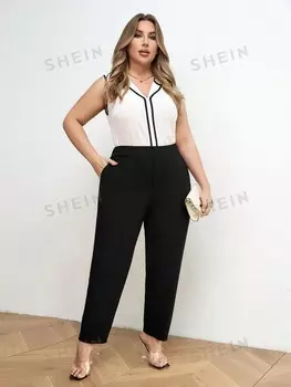 Яркие однотонные брюки Priv больших размеров идеально подходят для путешествий, работы и осмотра достопримечательностей Shein, черный