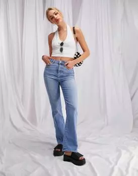 Яркие расклешенные джинсы с высокой посадкой ASOS DESIGN 'Y2K'