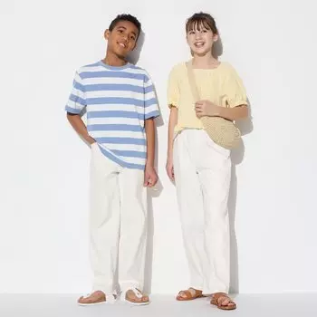 Яркие широкие джинсы для детей UNIQLO, белый