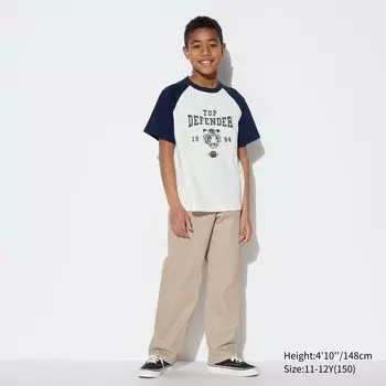 Яркие широкие джинсы для детей UNIQLO, бежевый