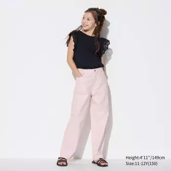 Яркие широкие джинсы для детей UNIQLO, розовый