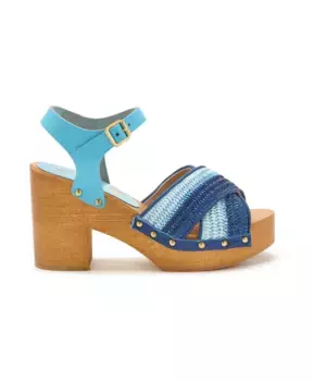 Яркие туфли на платформе из рафии Maliparmi, синий