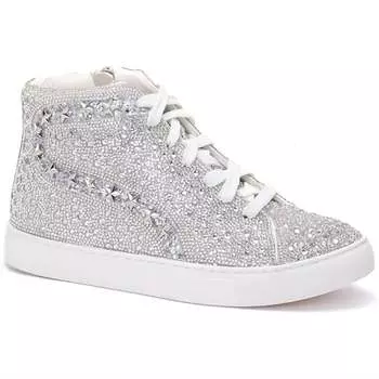 Яркие высокие кеды белого цвета с серебристым оттенком Corkys Footwear