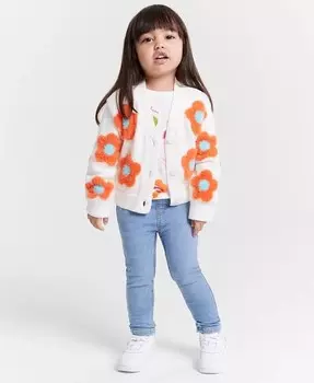 Яркий кардиган с цветочным принтом для маленьких девочек Epic Threads, белый