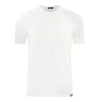 Яркий логотип бренда на рукаве белой футболки в нижнем белье Dsquared2, белый