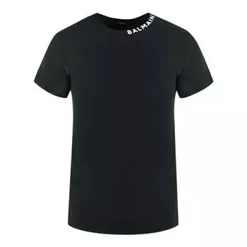 Яркий логотип на воротнике футболки Balmain, черный