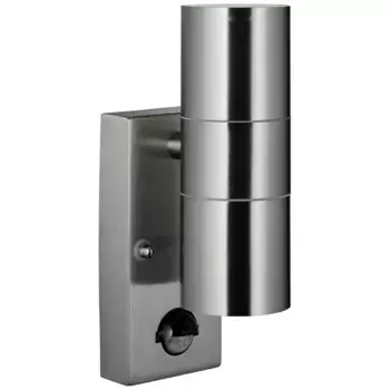 Яркий настенный светильник "Hanni", 2 лампочки, лампа GU10 | без лампы, настенный светильник для наружного освещения, детектор движения с 2 лампами, нержавеющая сталь Brilliant Высота: 21,5 см, цвет edelstahl