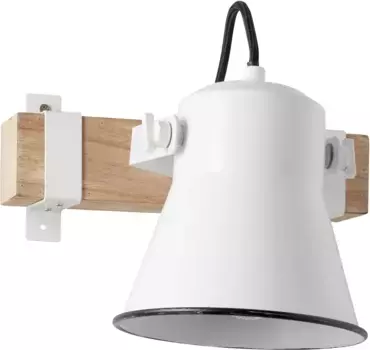 Яркий настенный светильник "PLOW", 1 лампочка, лампочка E27 | без лампочки, высота 25 см, выступ 17 см, E27, металл/дерево, белый/светлое дерево Brilliant Высота: 25 см, белый