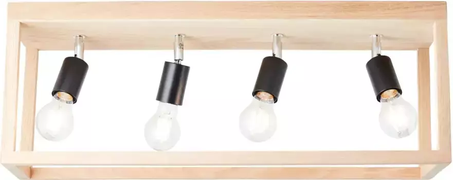 Яркий потолочный светильник "Нерея", 4 лампочки, лампа E27 | без лампочки, 25 x 68 x 20 см, 4 x E27, дерево/металл, дуб промасленный Brilliant Высота: 25 см, цвет holzfarben