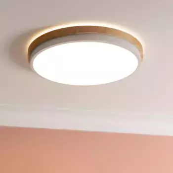 Яркий светодиодный потолочный светильник «Baarlo», 35 см, 2400 лм, 3000 К, 3 уровня регулировки яркости, дерево/металл Brilliant, цвет matt wei/holz