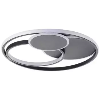 Яркий светодиодный потолочный светильник «Runda», 1 лампочка, источник света, светодиодный модуль | Светодиод постоянно встроенный, 50 см, 5200 лм, 3000-6500 К, диммируемый, CCT, дистанционное управление, металл Brilliant, черный