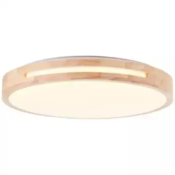 Яркий светодиодный потолочный светильник "Woodbury", 1 лампочка, с 3-ступенчатым диммером, 39 см, дерево/пластик/металл, светлое дерево/белый Brilliant 39 см, Высота: 7,5 см, цвет holzfarben hell/wei