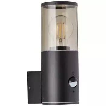 Яркий уличный настенный светильник "Sergioro", 1 лампочка, лампочка E27 | без лампы, настенный светильник для наружного освещения, детектор движения, матовый черный Brilliant Высота: 20,2 см, черный матовый