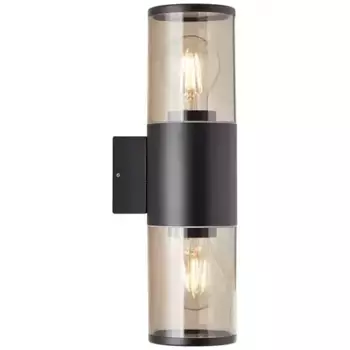 Яркий уличный настенный светильник "Sergioro", 2 лампочки, лампа E27 | без лампочки, Up & Down, высота 33,2 см, E27, алюминий/пластик, черный матовый Brilliant Высота: 33,2 см, черный матовый