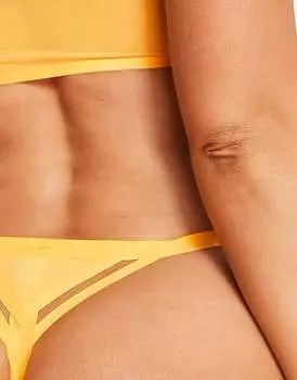 Ярко-оранжевые сетчатые стринги Jojoe с вырезом и клеткой