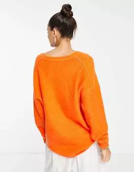 Ярко-оранжевый джемпер с v-образным вырезом ASOS
