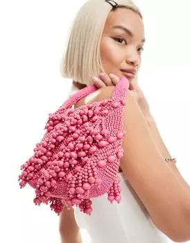 Ярко-розовая сумка-саквояж с бисером ASOS DESIGN