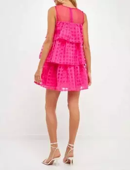 Ярко-розовое платье из органзы Molly English Factory