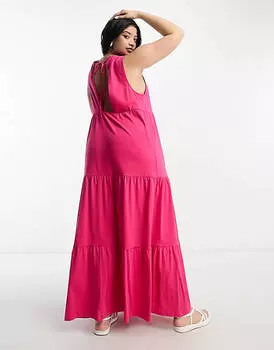 Ярко-розовое платье макси без рукавов ASOS DESIGN Curve