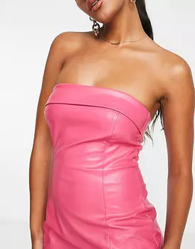 Ярко-розовое платье мини из искусственной кожи ASOS DESIGN