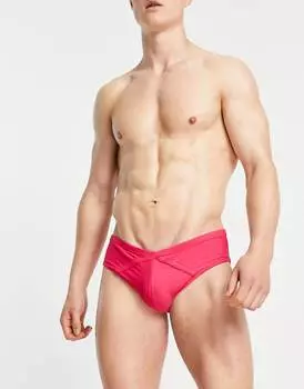 Ярко-розовые плавки ASOS DESIGN с крестом спереди