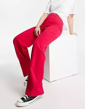 Ярко-розовые широкие брюки широкого кроя Mango