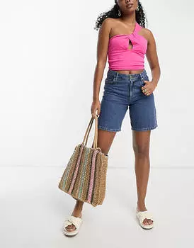 Ярко-розовый топ на одно плечо с узлом спереди ASOS DESIGN Hourglass