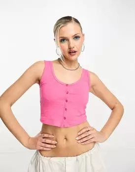 Ярко-розовый укороченный топ на пуговицах JJXX