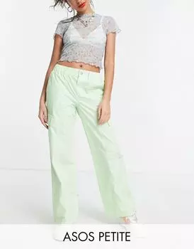 Ярко-салатовые брюки-карго с низкой посадкой ASOS DESIGN Petite 00s
