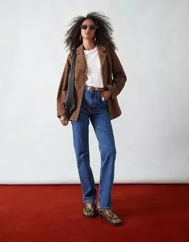 Ярко-синие джинсы с высокой талией ASOS DESIGN прямого кроя